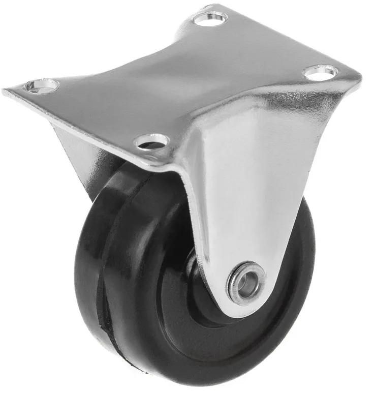 Колесо мебельное из твердой резины с площадкой, неповоротное 38 мм FCDD 15 - фото