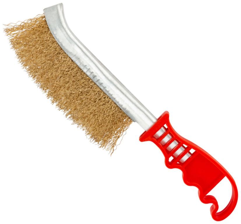 Щетка гофрированная ручная тип B FIT 38411, латунированная сталь - фото