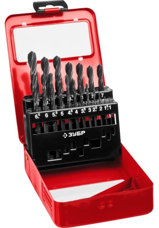 Набор сверл по металлу 1-10 мм класс B сталь Р4М2 ЗУБР 29605-H19, 19 шт - фото