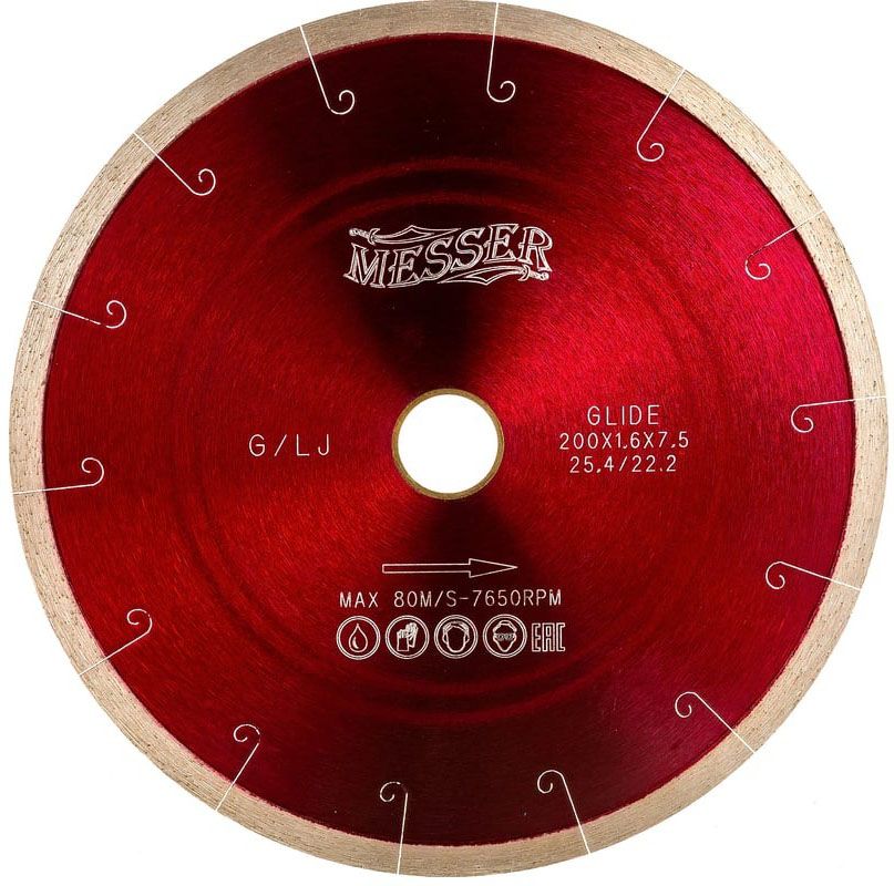 Диск алмазный с микропазом G/L J-Slot по граниту, Messer - фото