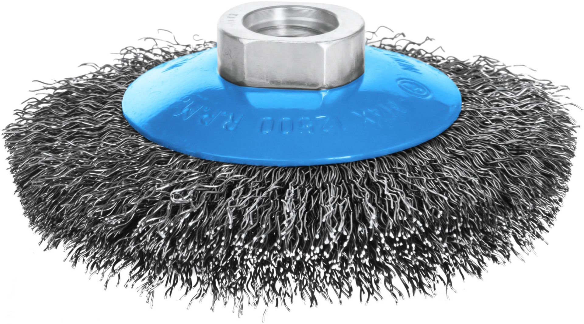 Щетка коническая гофрированная для УШМ №1057 125 мм М14 Blueshark 51057, сталь - фото