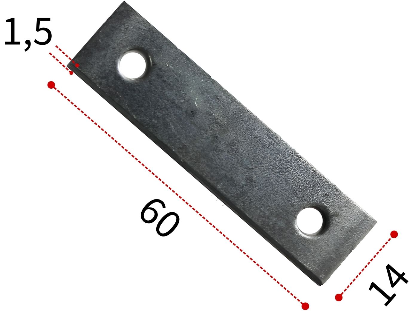 Пластина бытовая 60х14х1,5 мм ПТ, оцинкованная сталь - фото