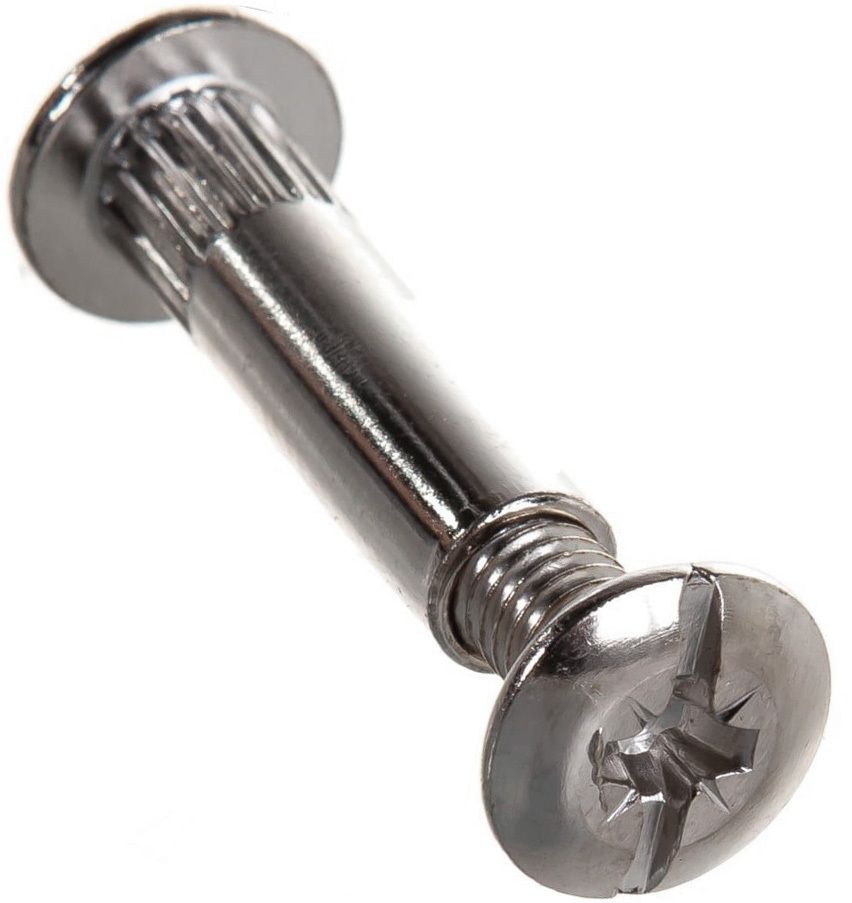 Стяжка межсекционная комплект втулка (мама) и болт (папа), никелированная сталь - фото