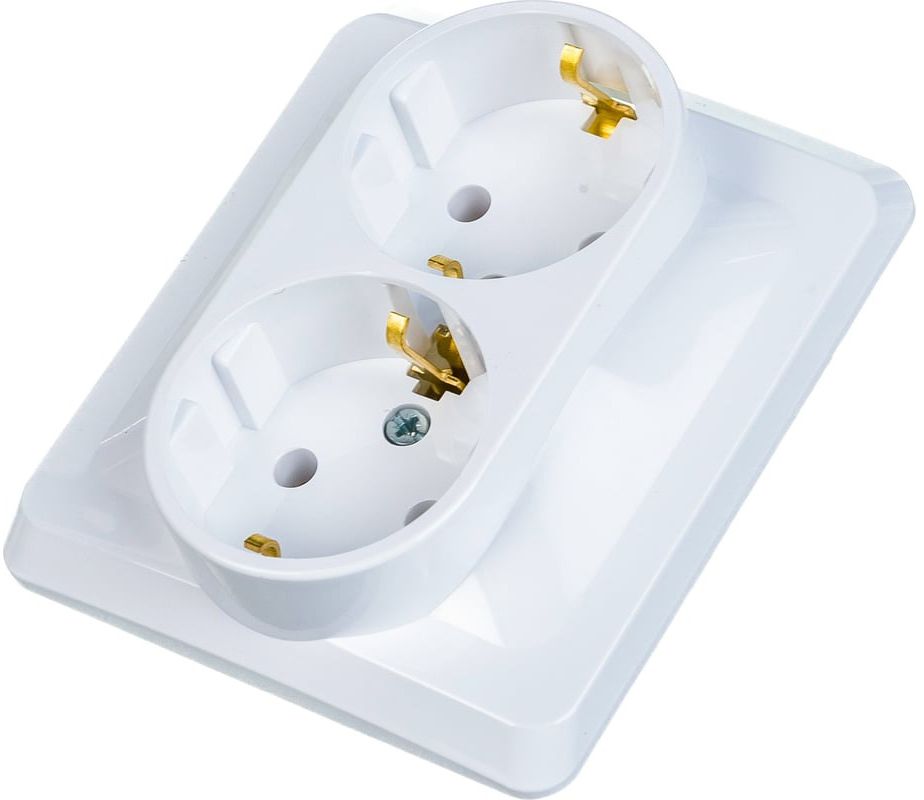 Розетка белая 2-м СП 16А IP20 250В с заземлением Этюд Systeme Electric PC16-007B - фото