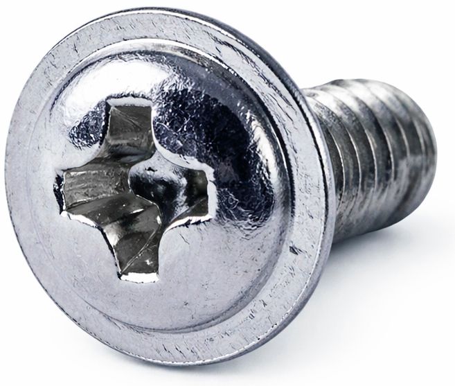 Винт с прессшайбой и тупым концом, оцинкованная сталь - фото