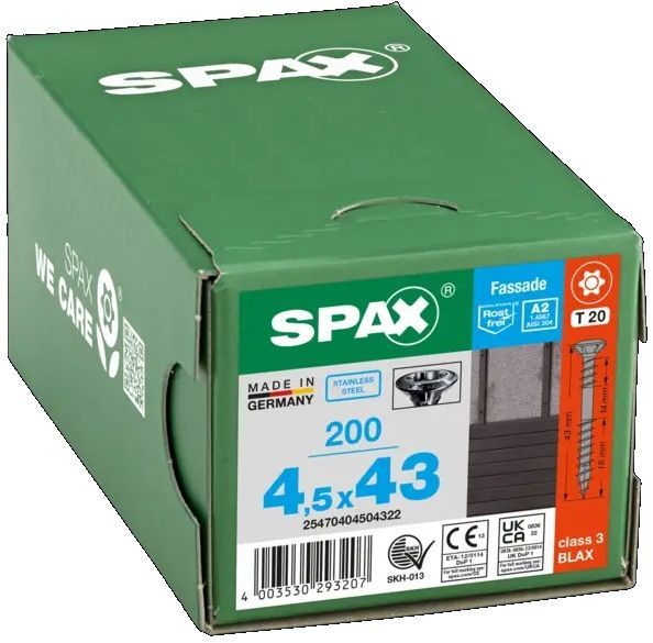 Саморез фасадный с полупотайной головкой и двойной резьбой, шлиц T-Star SPAX, нержавеющая сталь А2, покрытие BLAX - фото