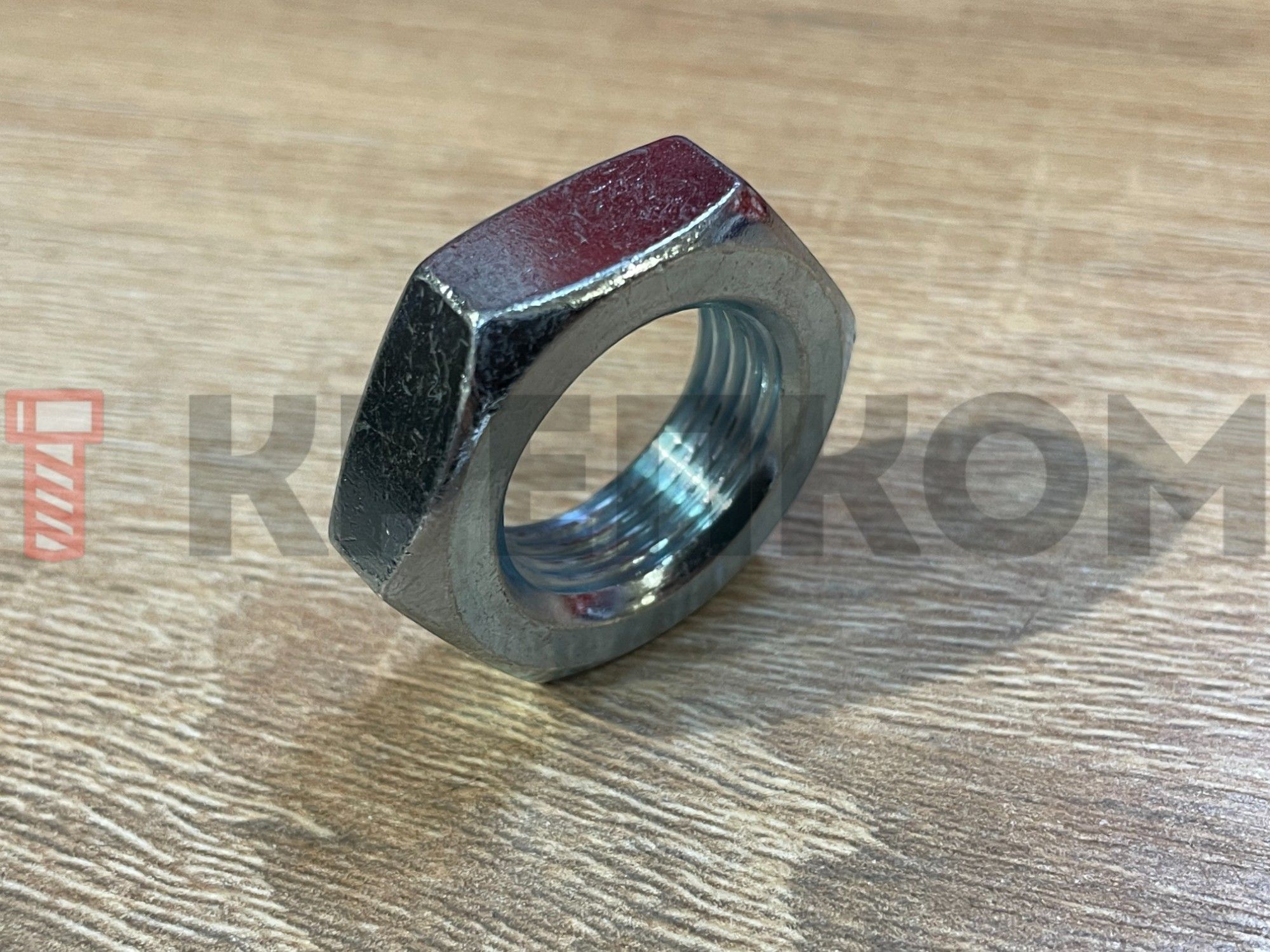 Гайка низкая с мелкой резьбой М20х1,5 DIN 439, оцинкованная сталь - фото