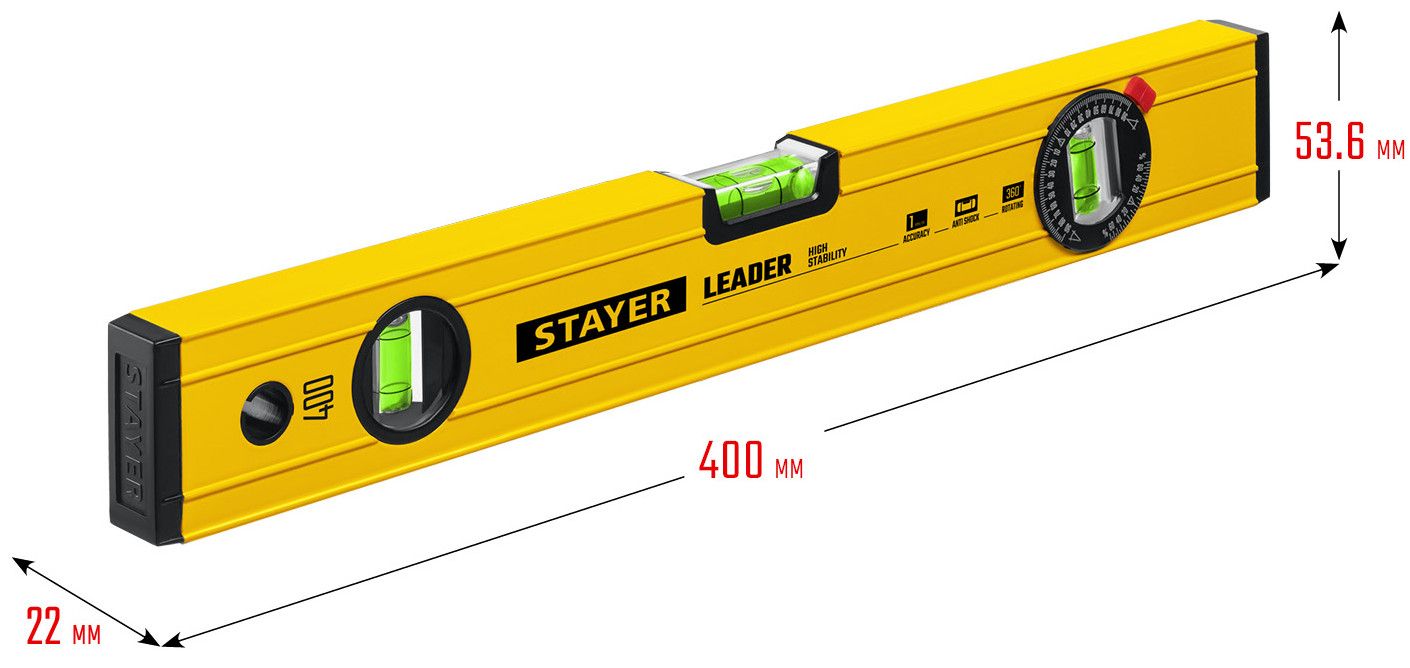 Уровень строительный усиленный 400 мм Stayer Leader Master 3466-040 - фото