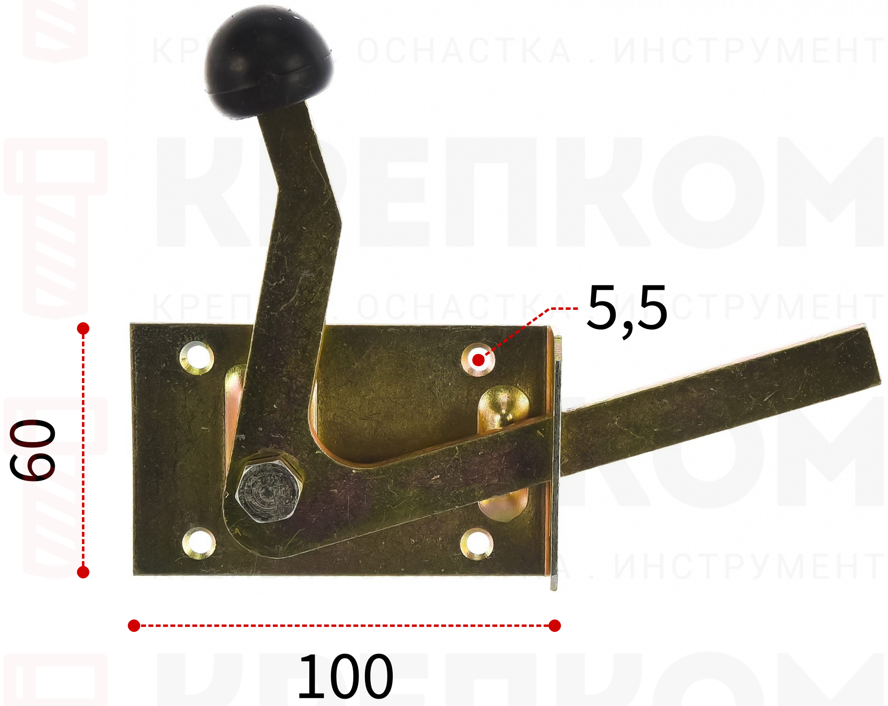 Щеколда 100х60 мм Gah Alberts 210397, жёлтый цинк - фото