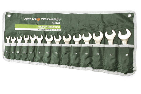 Набор комбинированных коротких гаечных ключей Дело Техники 8-24 мм (сумка) 511764 - фото