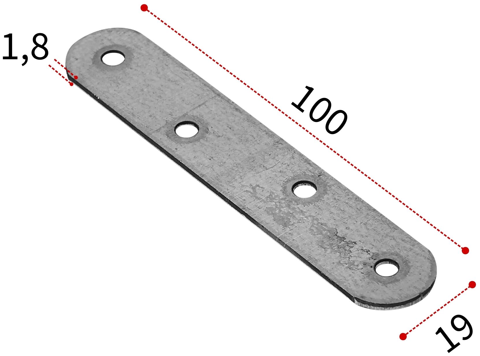 Пластина бытовая 100х19х1,8 мм, оцинкованная сталь - фото