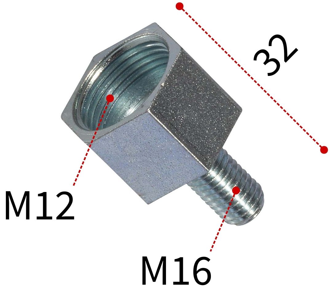 Переходник внутренняя/наружная резьба М12/M16 Fischer RD 504397, оцинкованная сталь - фото