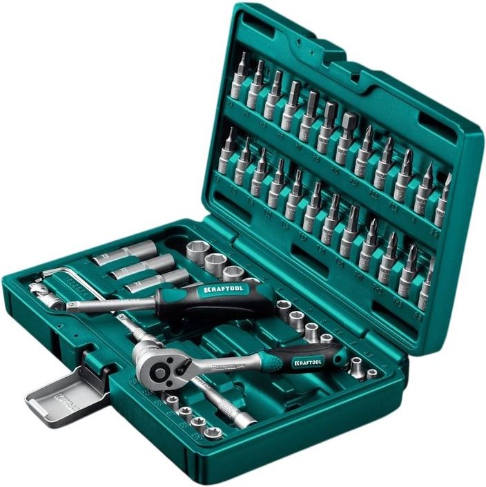 Набор инструмента универсальный 1/4" Kraftool X-Drive 27885-H57, 57 предметов - фото