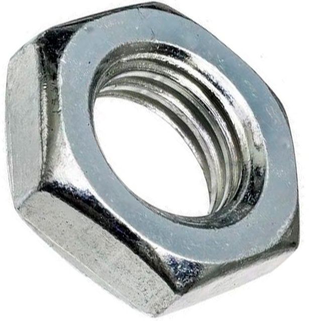 Гайка низкая с мелкой резьбой М20х1,5 с фаской DIN 439, класс прочности 8, оцинкованная сталь - фото