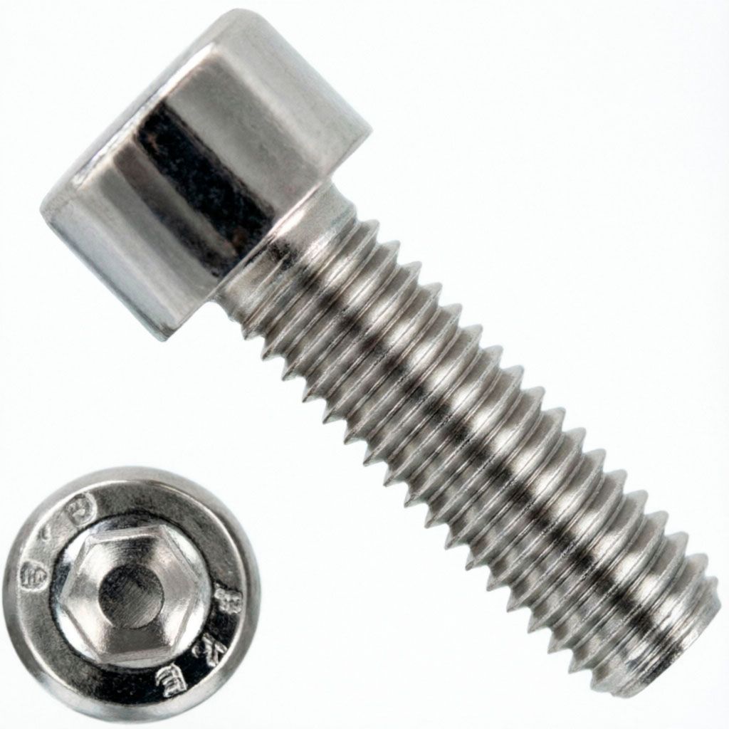 Винт (болт) с внутренним шестигранником и цилиндрической головкой DIN 912 (ISO 4762), полная резьба, нержавеющая сталь А4 - фото