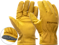 Изображение товара Перчатки кожаные рабочие с флисовой подкладкой XL(10) Extrem Kraftool 1136-XL
