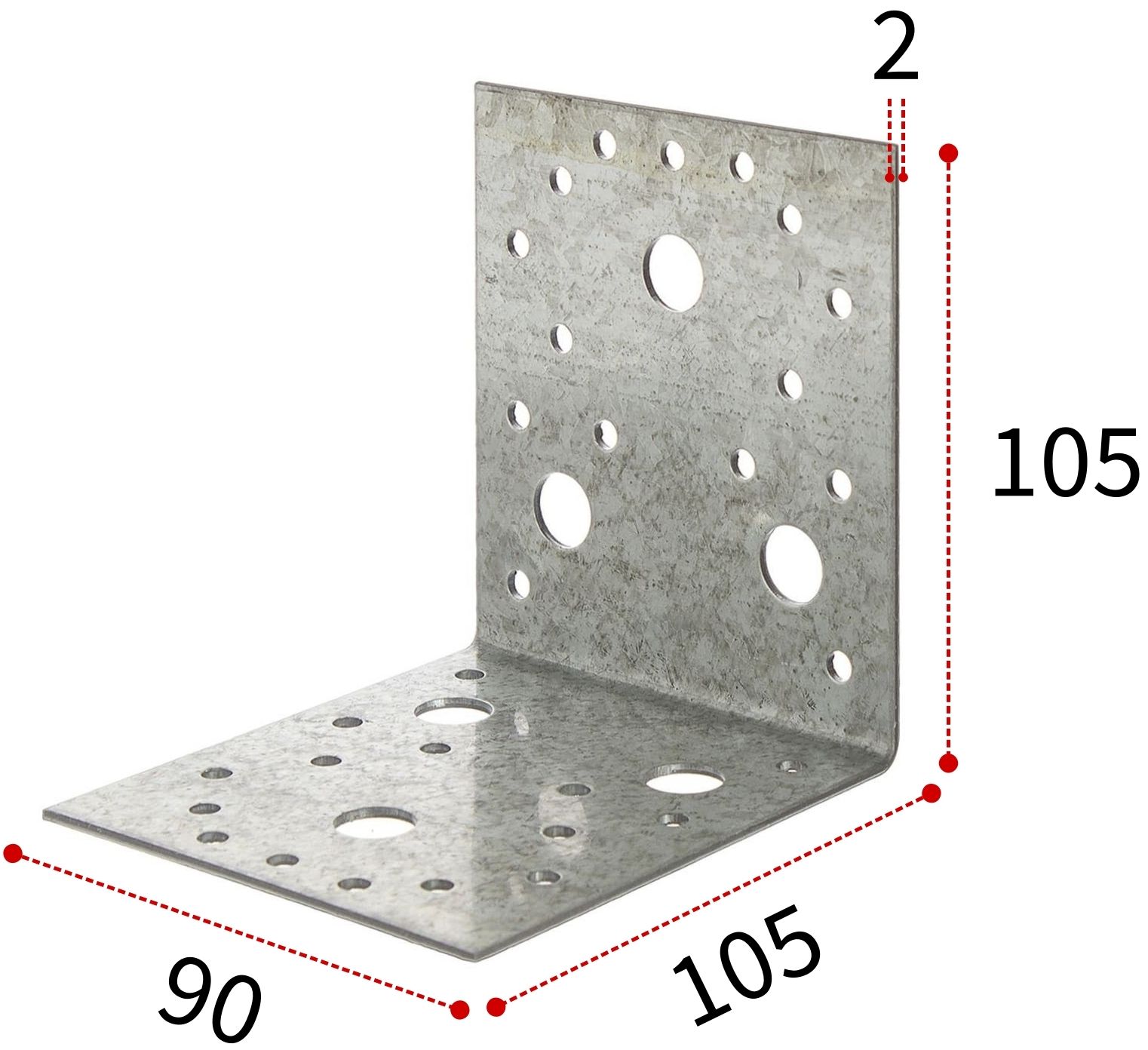 Уголок крепежный 105х105х90 мм ПТ, горячий цинк - фото