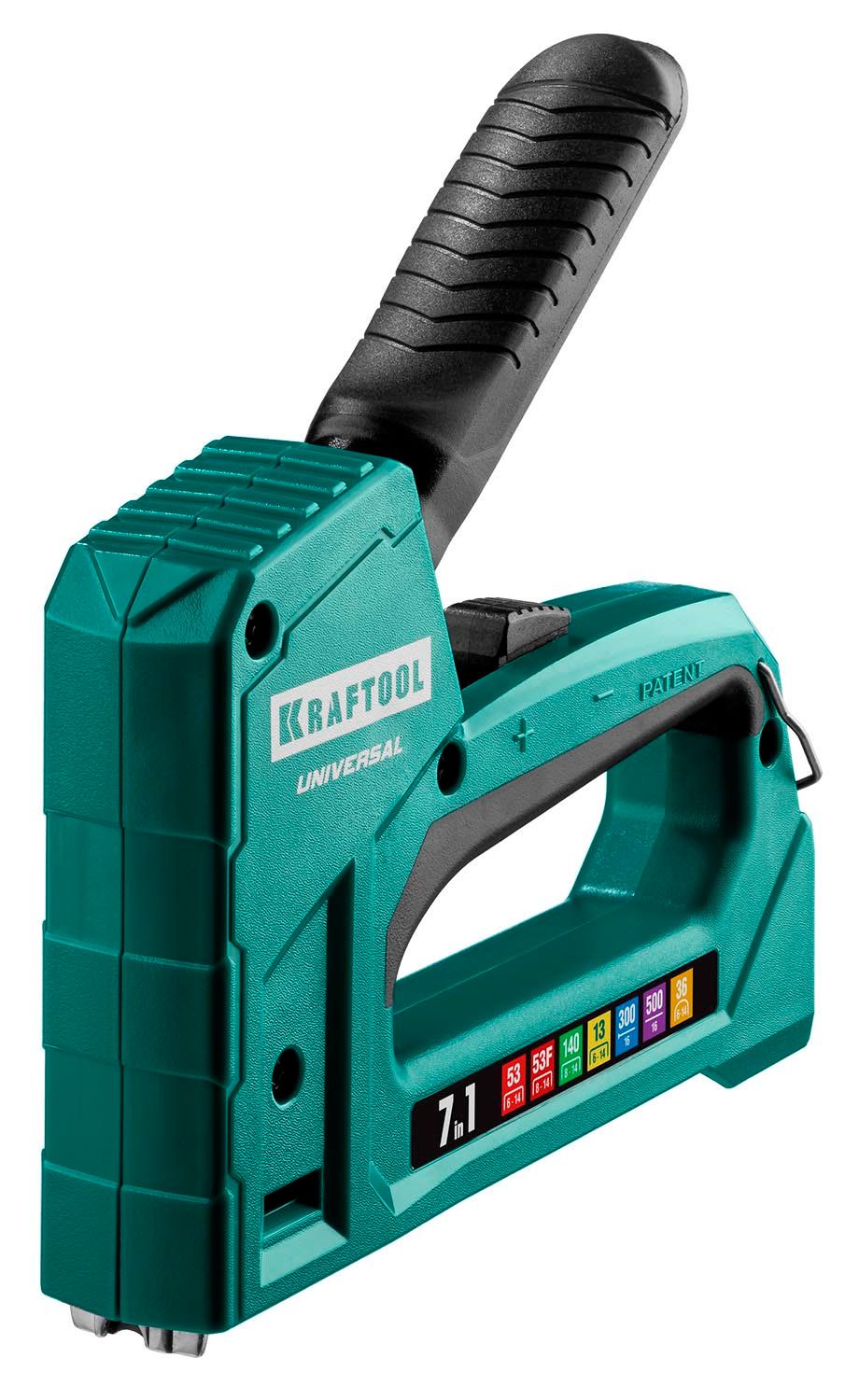 Степлер 7-в-1: тип 53 (6-14 мм)/140 (8-14 мм)/13/ 53F/36/500 Universal Kraftool 31524 - фото
