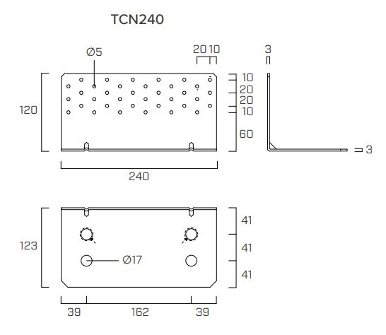 Уголок 240х120х3 для соединения бетон-дерево Titan N Holz Technic TCN240 - фото