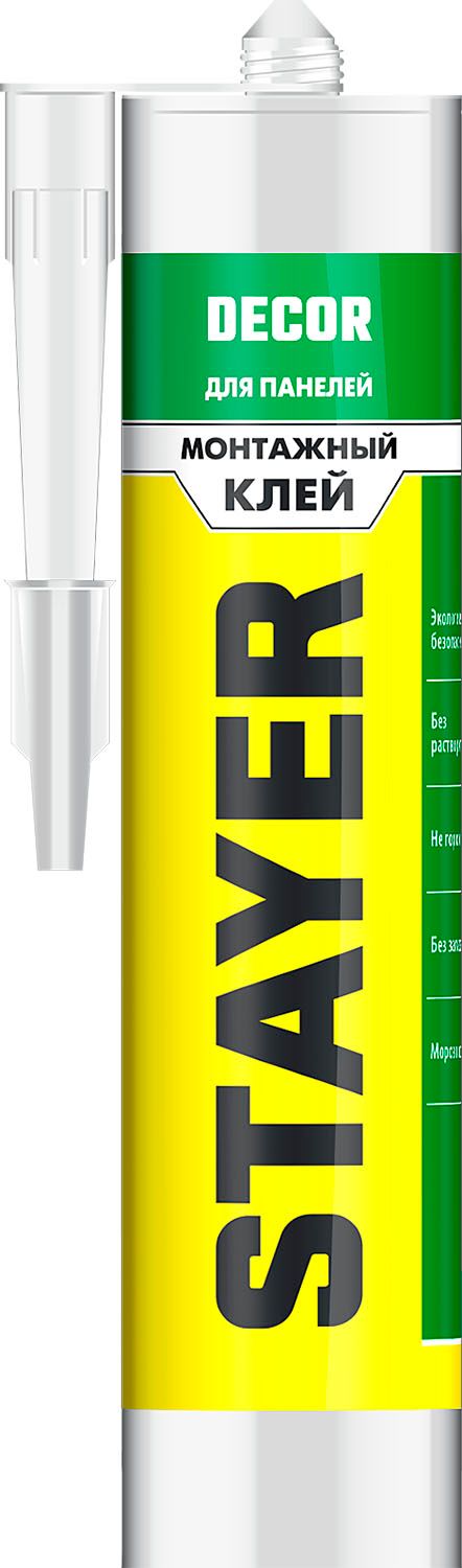Клей монтажный DECOR для молдингов и панелей Stayer PROF 41327, 280 мл белый - фото