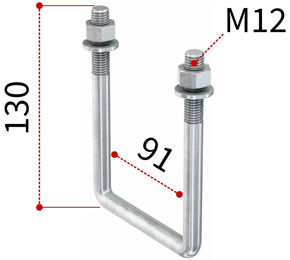 П-образная скоба для кронштейнов Fischer FMFS UB 90 547850, горячеоцинкованная сталь - фото