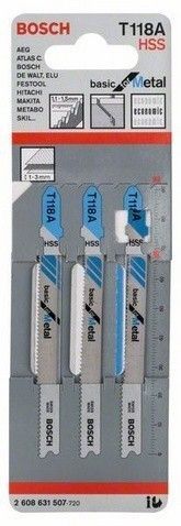 Изображение товара Пилки для лобзика Bosch T118A, 67мм, 3 шт (2608631507)