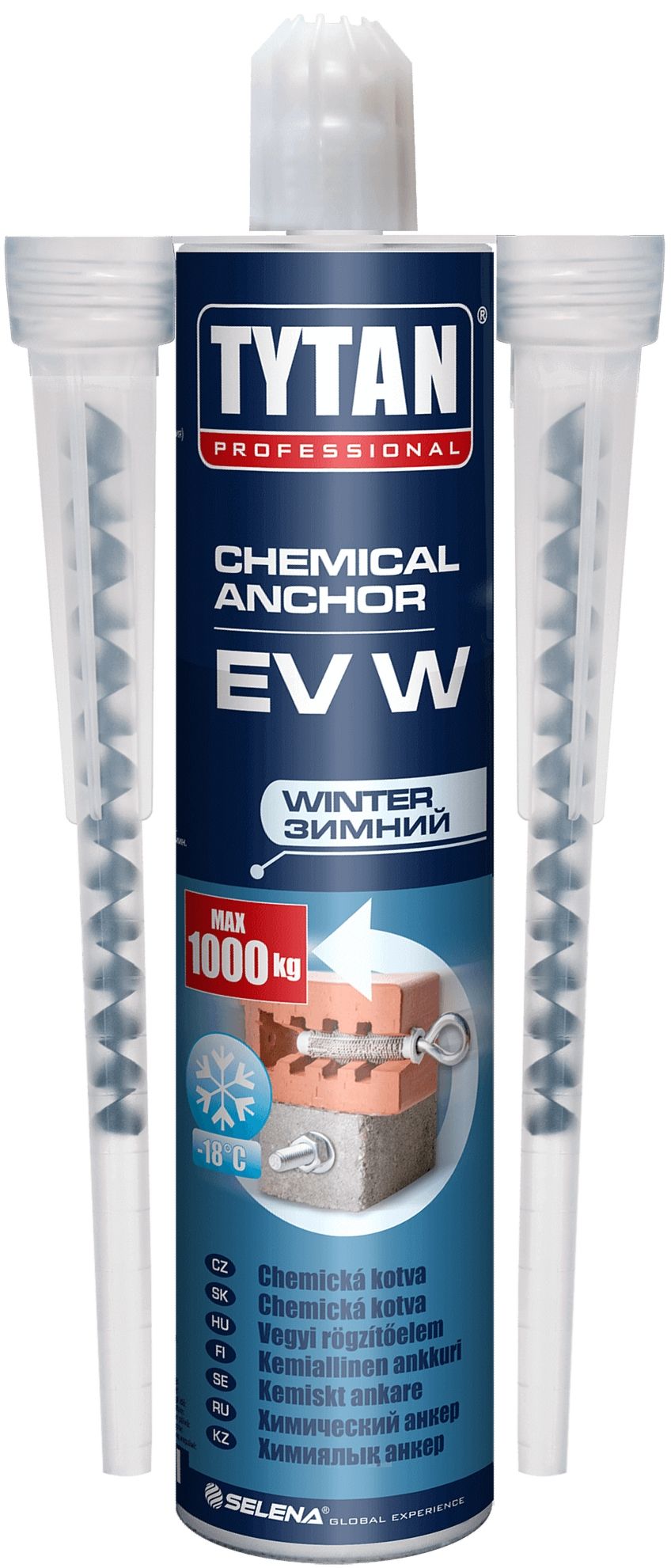 Химический анкер 300 мл двухкомпонентный TYTAN EV-W 213072, зимний, полиэстер, с насадками - фото
