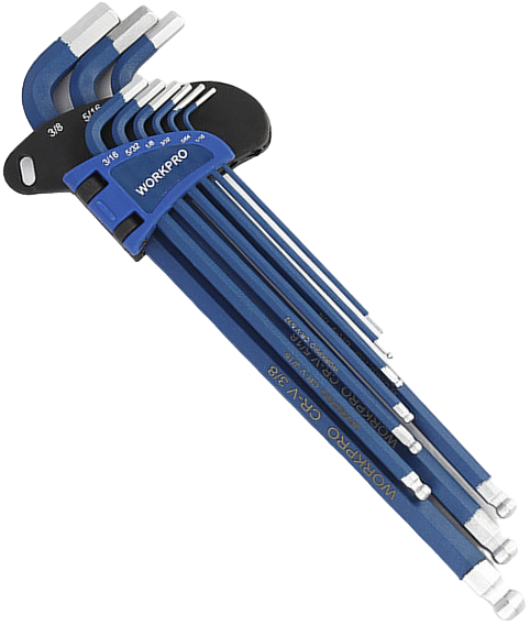 Изображение товара Набор шестигранных ключей с шаровой головкой Workpro PRO WP222011, удлиненные, 9 шт