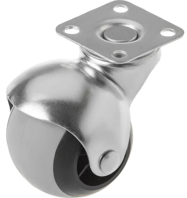 Колесо-шар мебельное из серой резины с площадкой, 50 мм SCMG 25  - фото