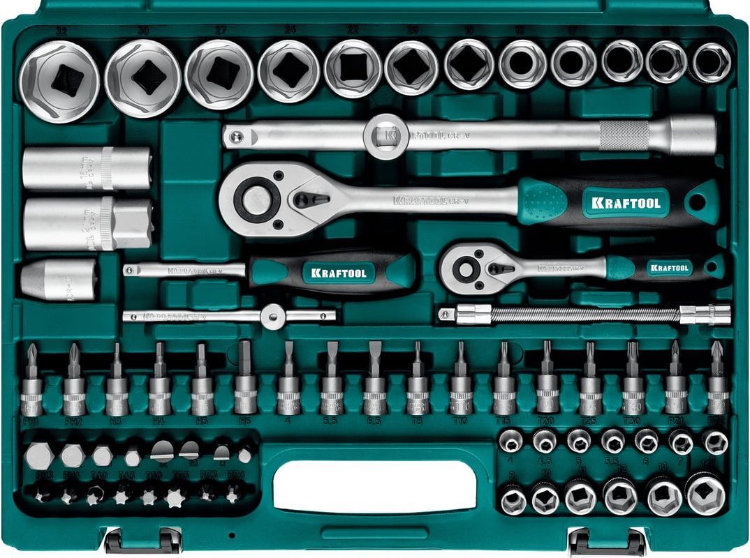 Набор инструмента универсальный 1/2"+1/4" Kraftool X-Drive 27887-H82_z03, 82 предмета - фото