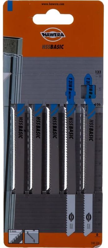 Пилка по металлу для электролобзика T318B Hawera F00Y240534, сталь HSS, 5 шт - фото