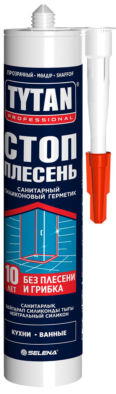 Герметик силиконовый санитарный СТОП ПЛЕСЕНЬ TYTAN Professional 67233, прозрачный 280 мл - фото