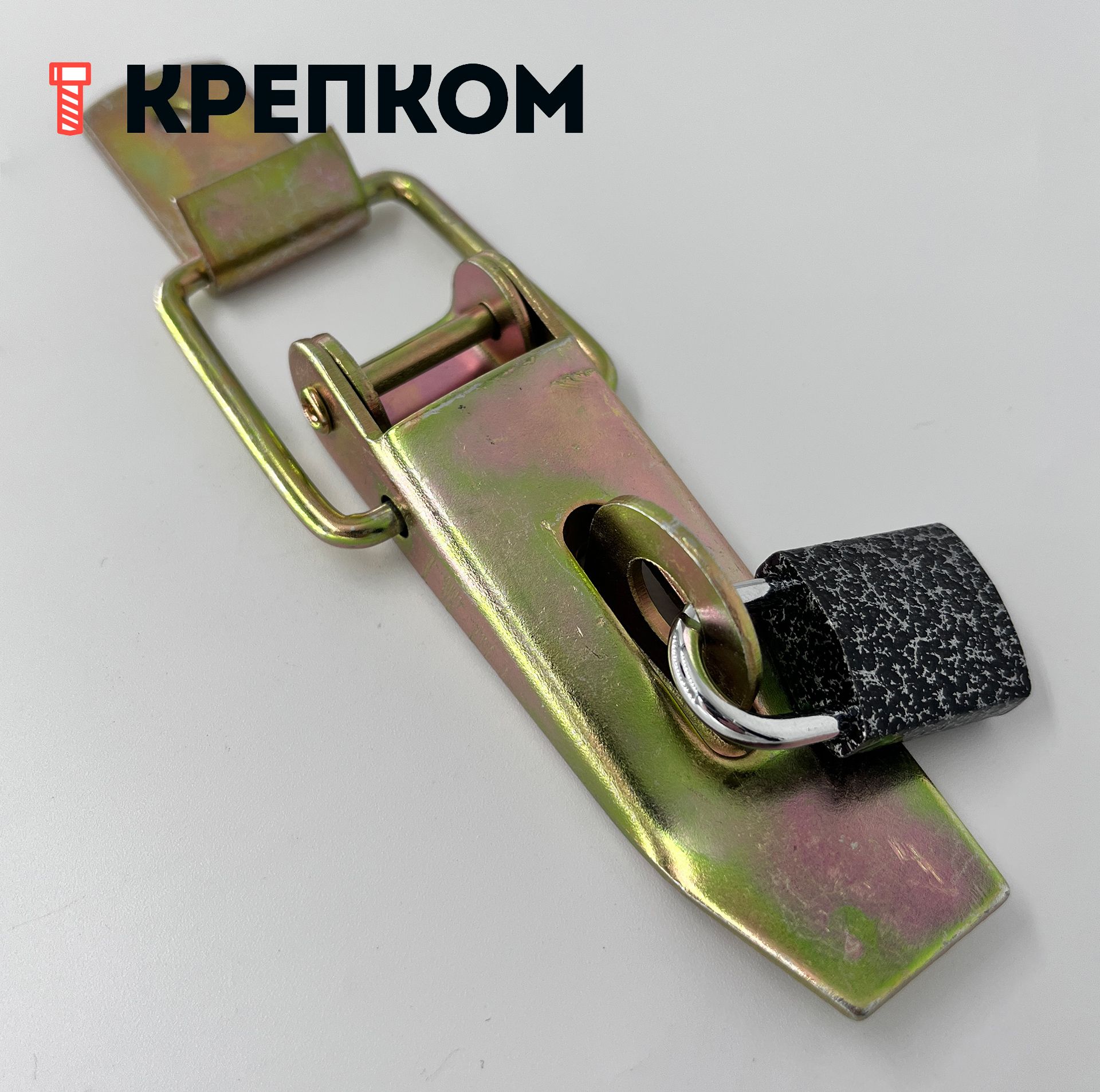 Замок-защелка лягушка с ушком L=95 B29, желтый цинк - фото