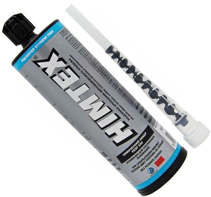 Химический анкер для пустотелых оснований и бетона 410 мл Himtex PESF-100 138466, полиэстерная смола, 1 насадка - фото