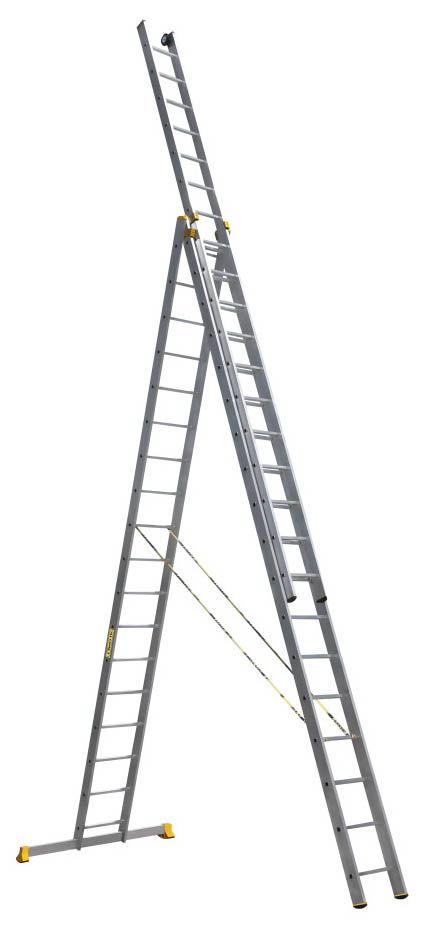 Лестница трехсекционная 3х18 Алюмет P3 9318, алюминий - фото