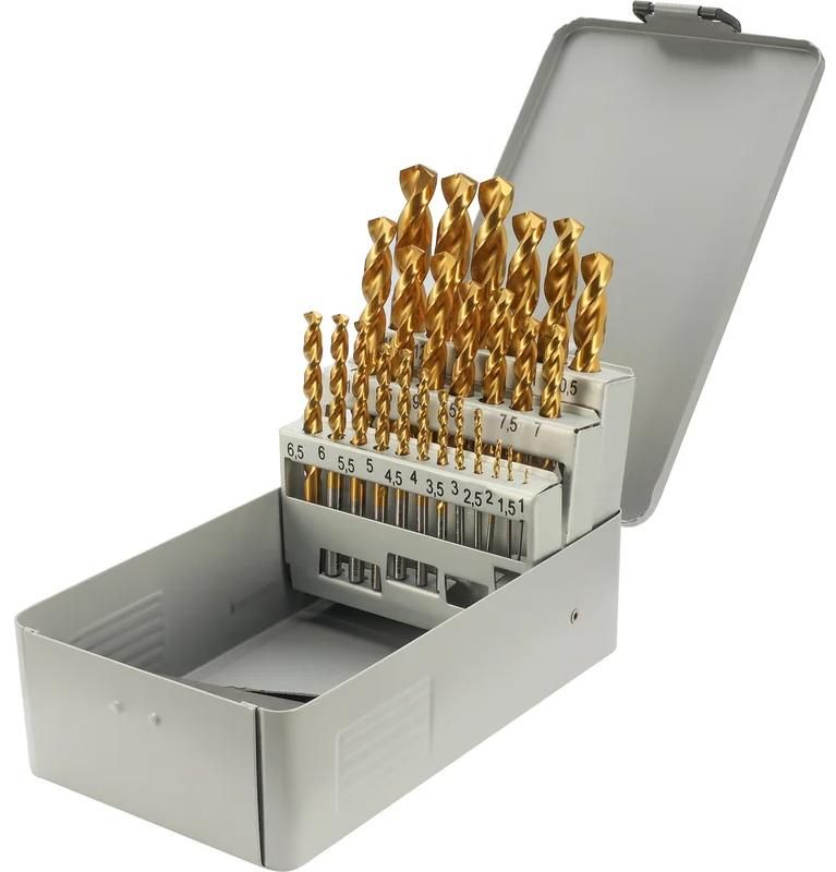 Набор сверл по металлу 1-13 мм HSSE-Co8 TiN 135° DIN 338 H-Tools 08351300, 25 шт - фото