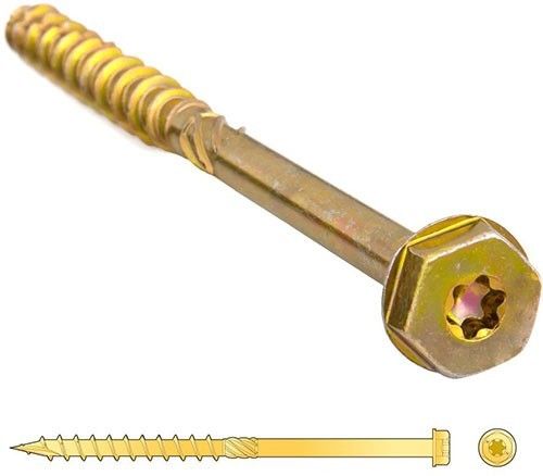 Саморез конструкционный RC с шестигранной головкой и шлицем TORX, желтый цинк - фото