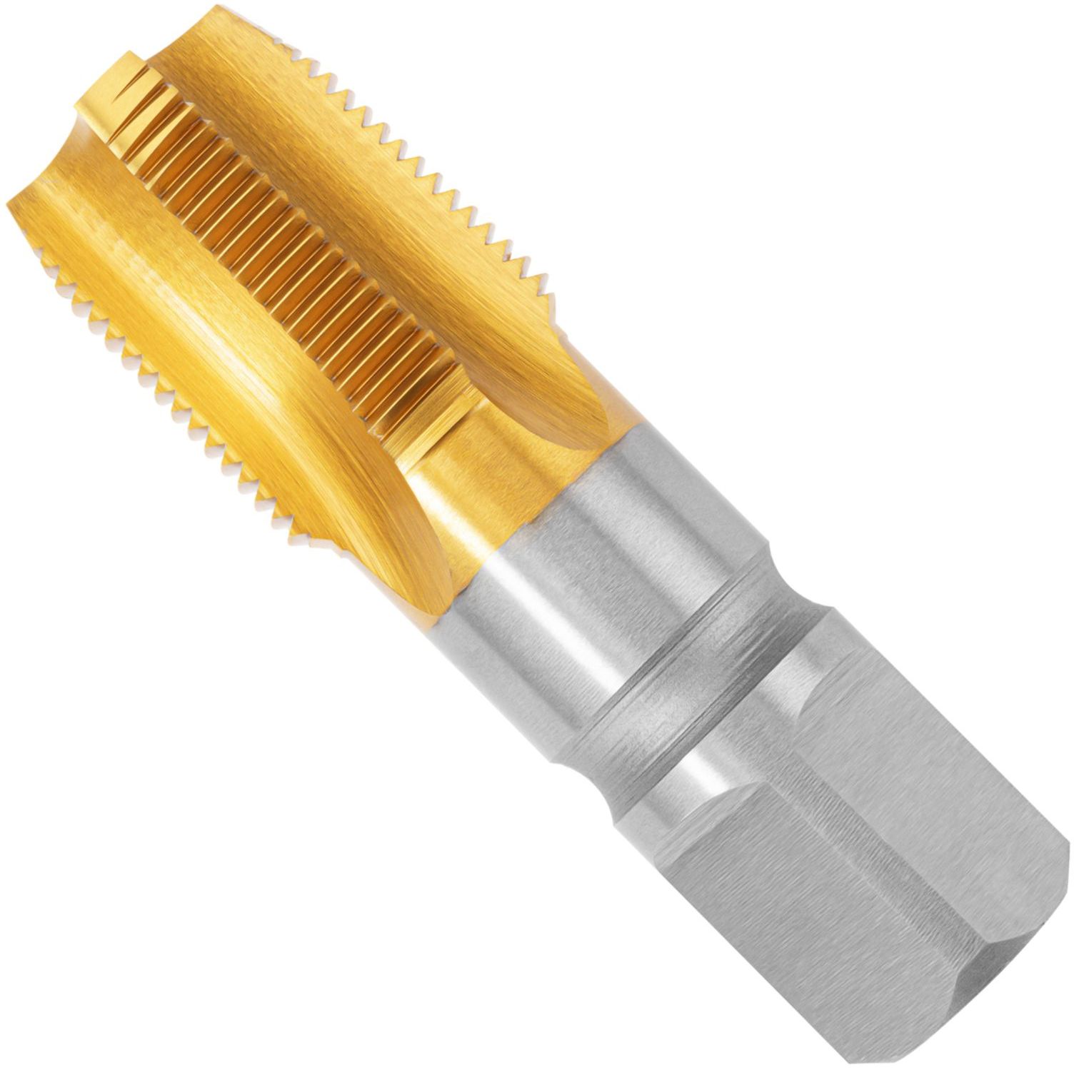 Метчик машинно-ручной №1813 NPT 1" HSS-TiN Профоснастка 52501813, дюймовая коническая резьба NPT - фото