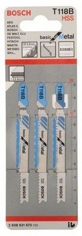 Изображение товара Пилки для лобзика Bosch T118B, 67мм, 3 шт (2608631673)