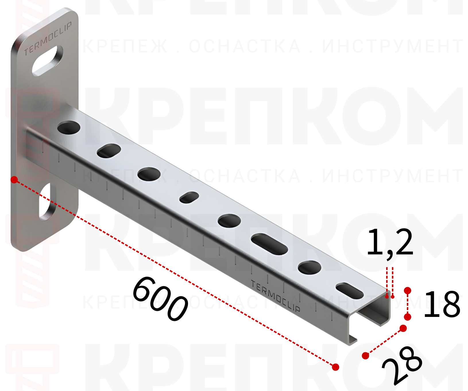 Консоль 28х18х1,2 - 600 TERMOCLIP - фото