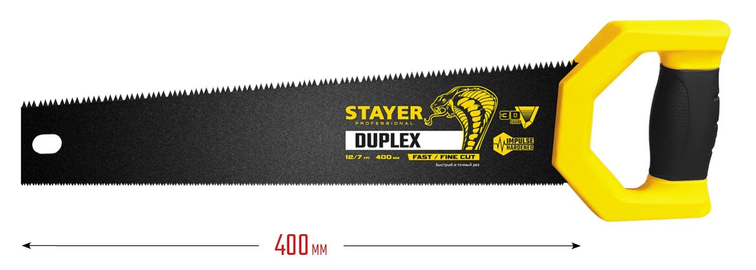 Ножовка двусторонняя 400 мм Duplex Stayer 2-15089 - фото