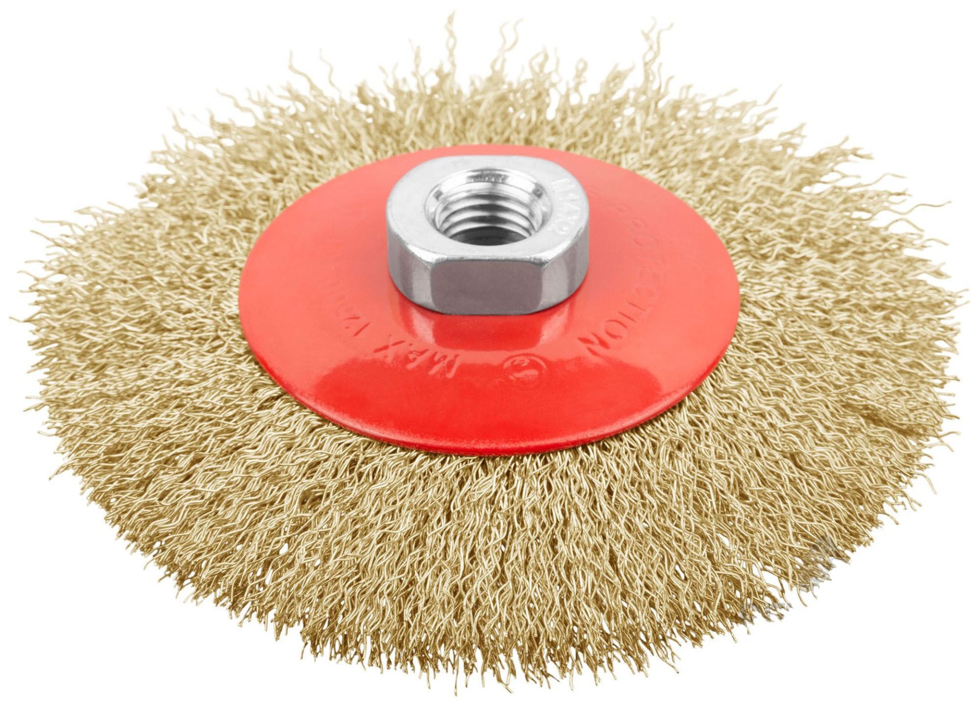 Корщетка-колесо с наклоном для УШМ 115 мм М14, латунированная проволока, FIT 39051 - фото