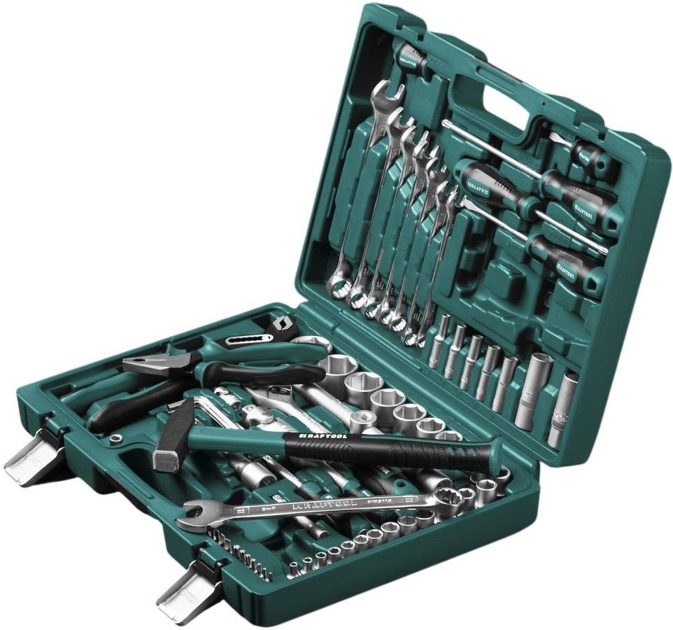 Набор инструмента универсальный 1/2"+3/8"+1/4" Kraftool Extrem-76 27889-H76, 76 предметов - фото
