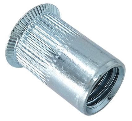 Резьбовая заклепка М4 с потайным бортиком и насечкой, сталь - фото