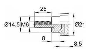 Фиксатор пластиковый с рукояткой D 21 М6х25 мм, Ф21М6-25ЧН, черный - фото