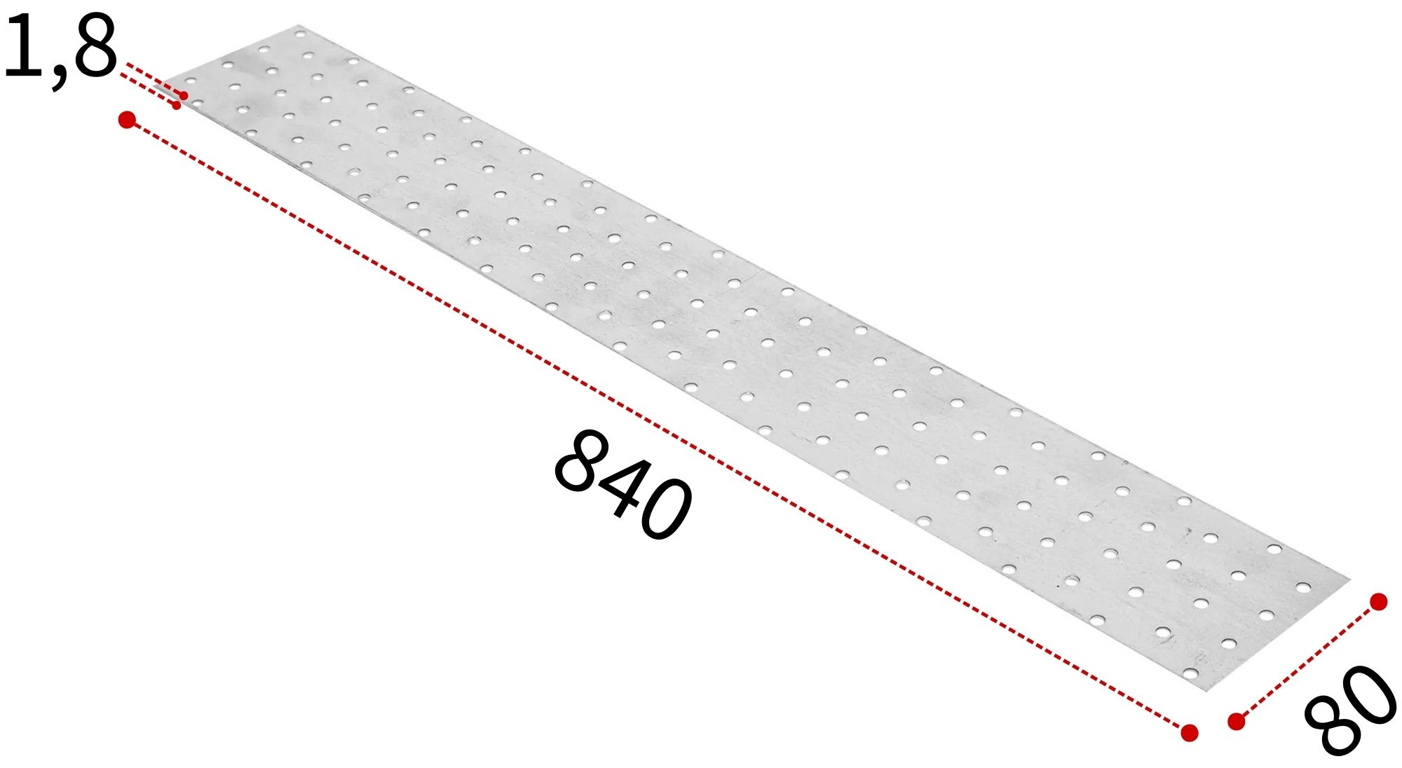 Изображение товара Пластина соединительная 80х840х1,8 мм из оцинкованной стали