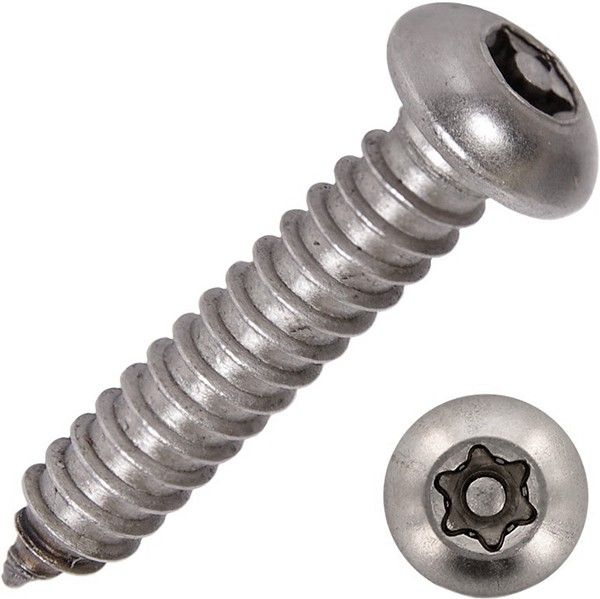 Саморез с полукруглой головкой и шлицем TORX-pin арт. 88114 (DIN 7981), тип C, нержавеющая сталь А2 - фото