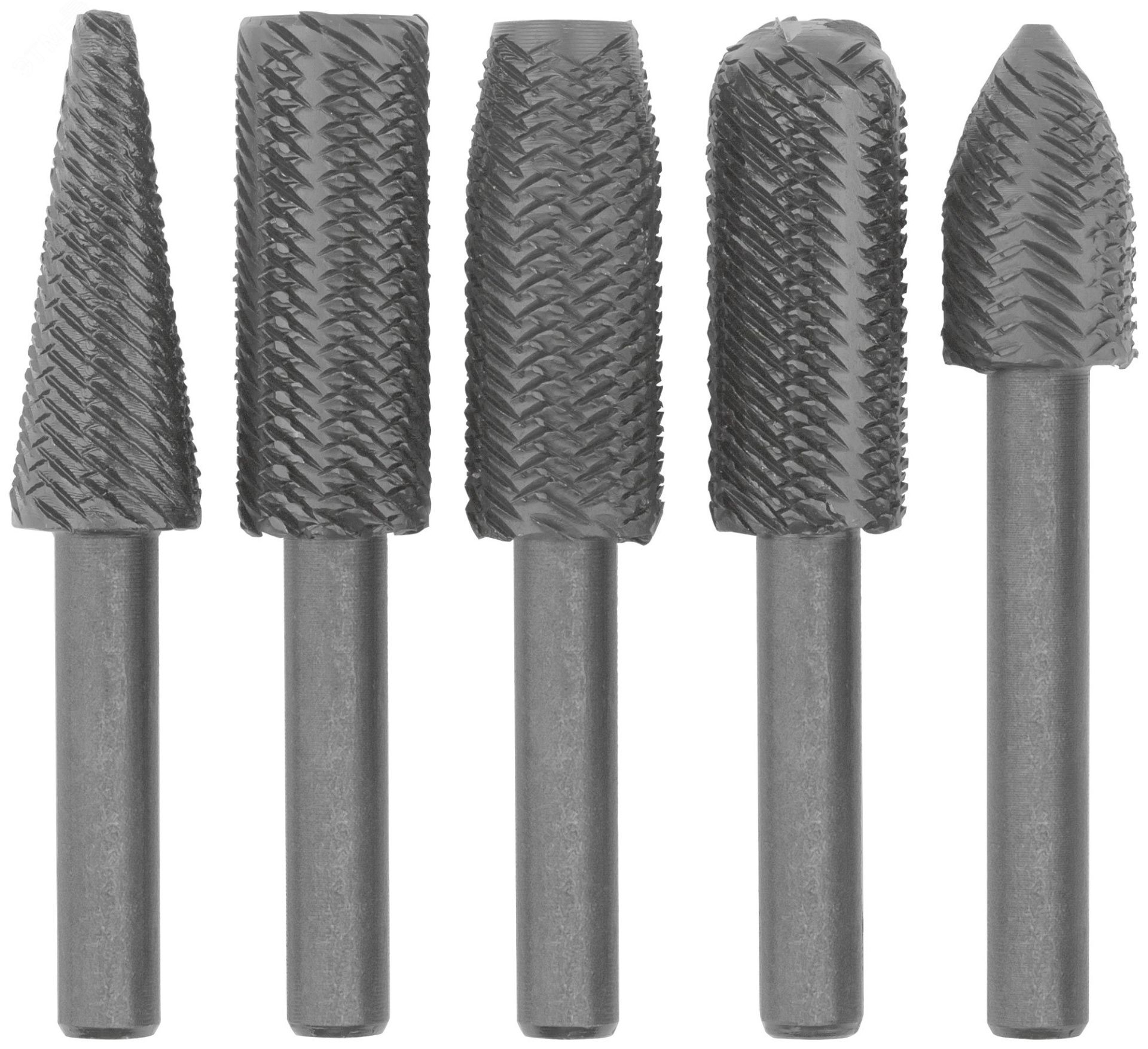 Набор шарошек для фигурных отверстий по металлу FIT 36475, 5 шт - фото