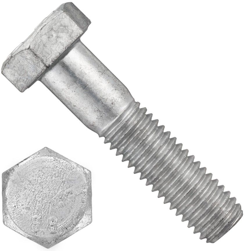 Болт шестигранный М14х50 мм DIN 931, класс прочности 8.8, горячий цинк - фото
