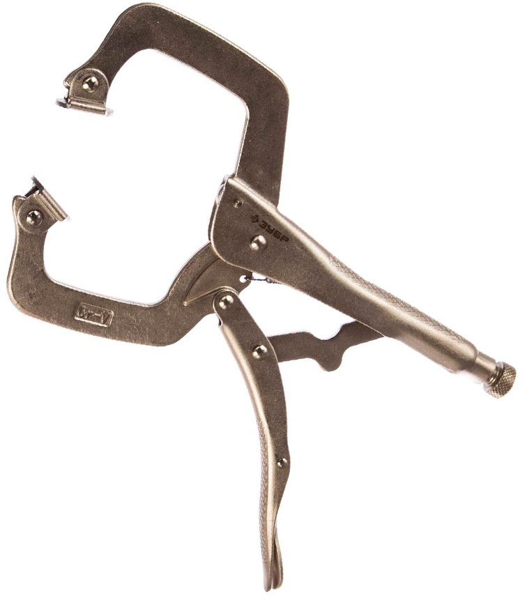 Клещи зажимные 280 мм С-образный захват с фиксацией ЗУБР 22517, Cr-V - фото